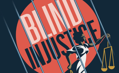 Image of the poster for Blind Injustice, an opera