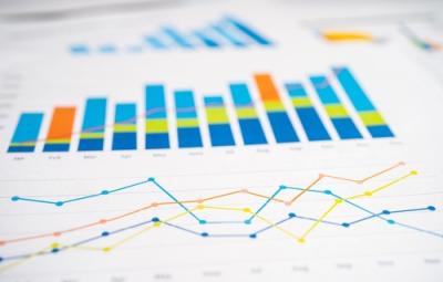 paper showing data in a bar chart and graph